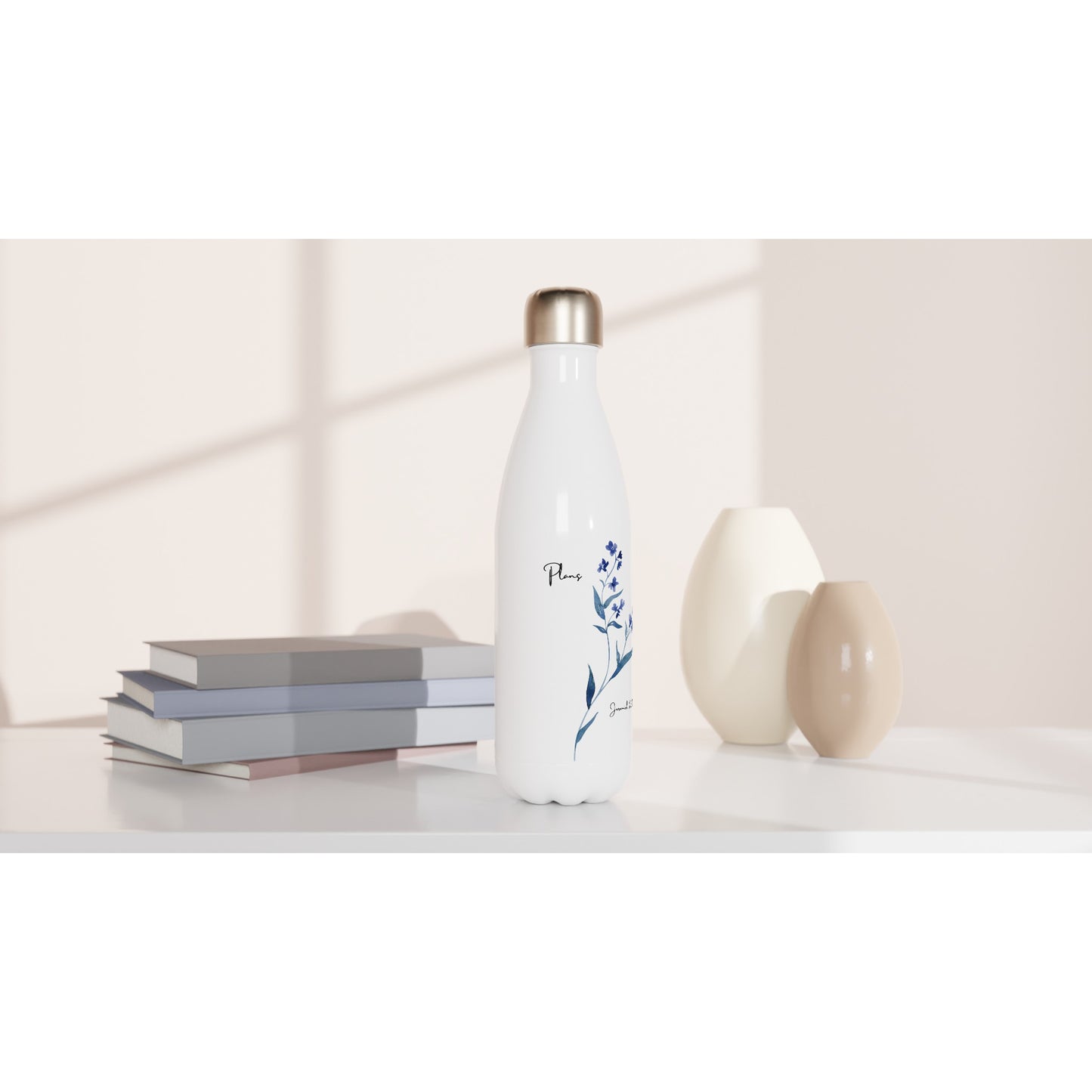 Plans, White 17oz Stainless Steel Water Bottle