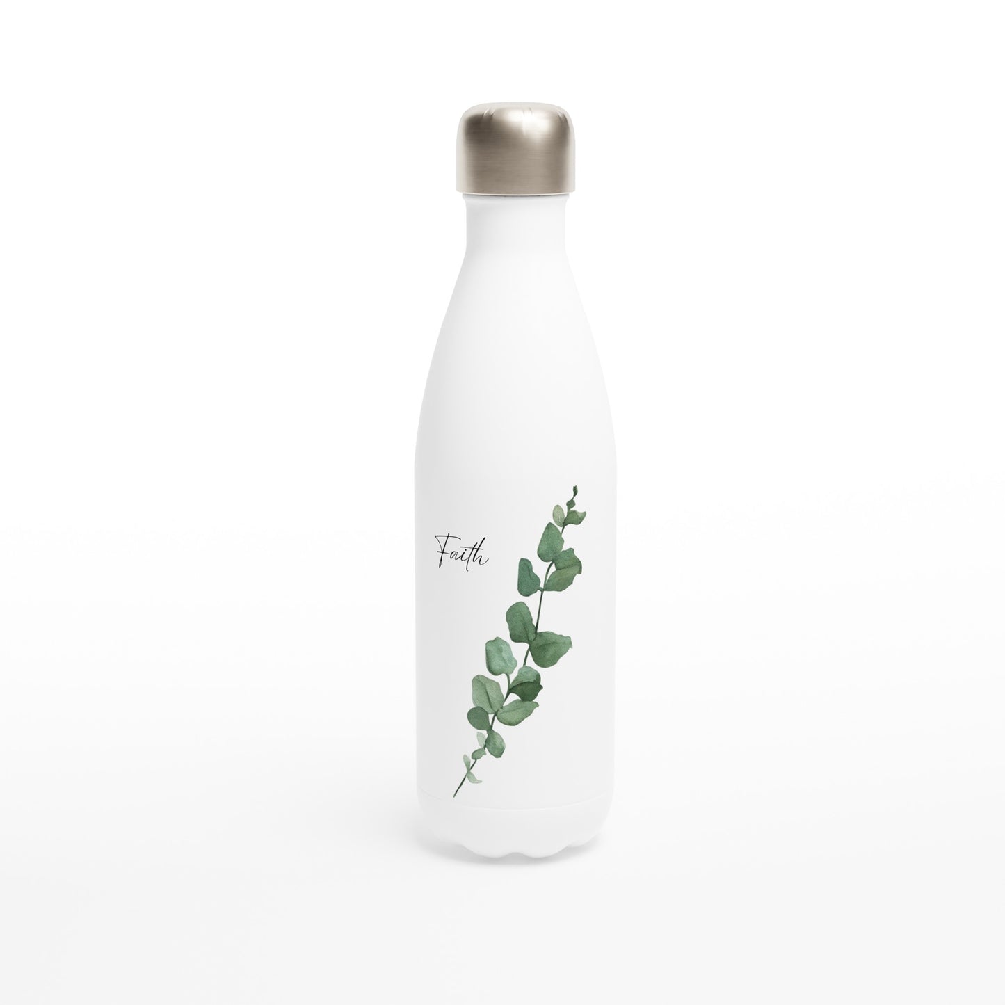 Faith, White 17oz Stainless Steel Water Bottle