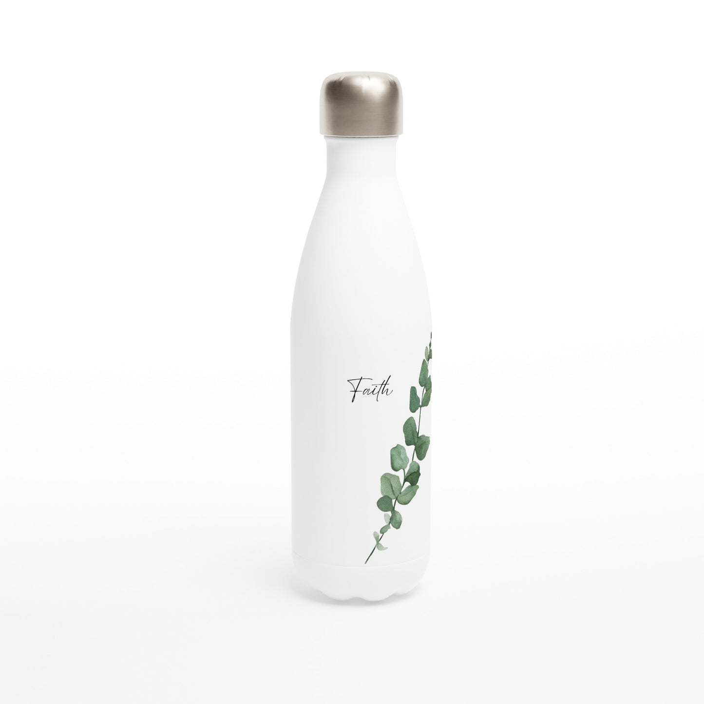 Faith, White 17oz Stainless Steel Water Bottle